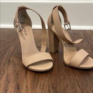 Torrid Tan Stiletto Heels with Ankle Strap